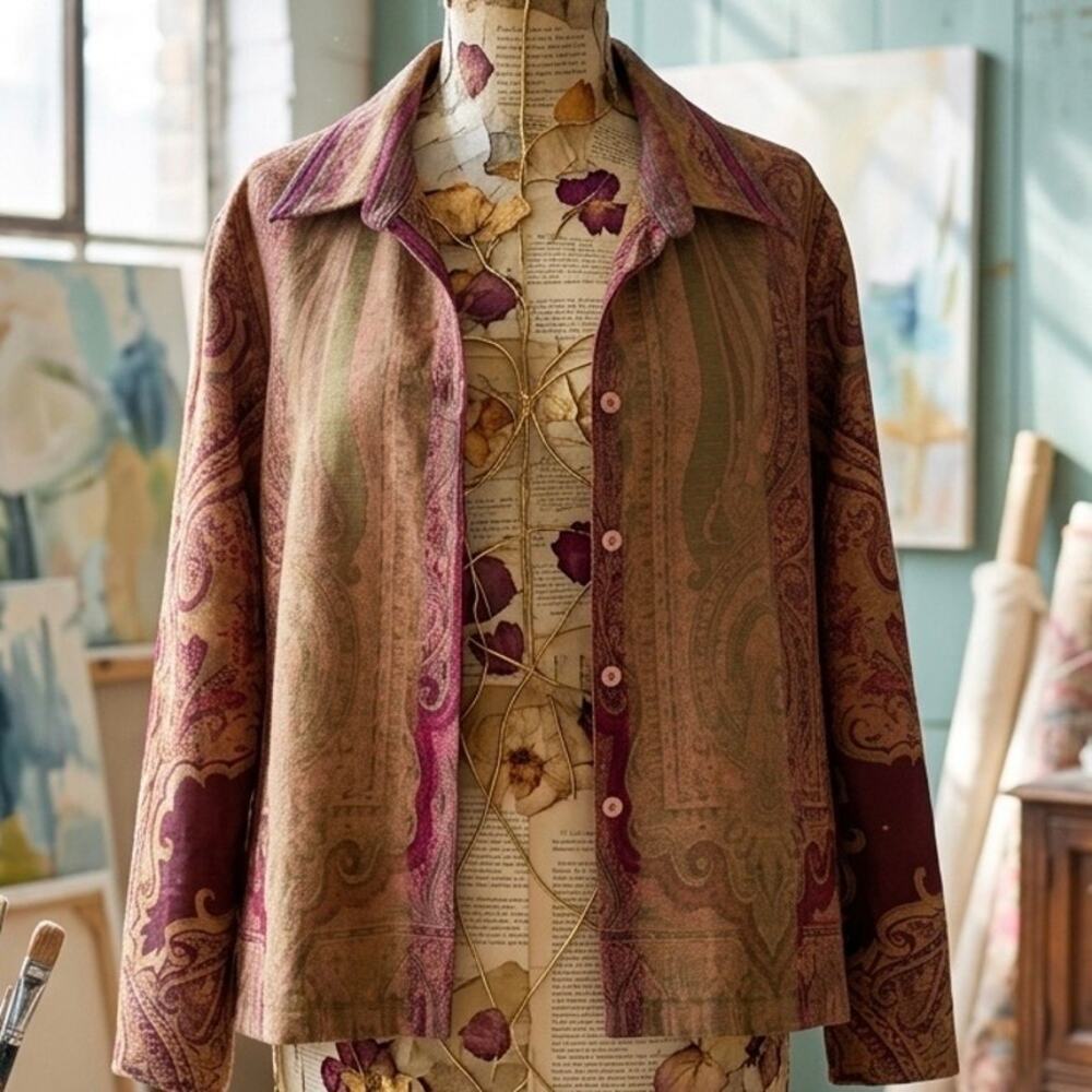 Coldwater Creek Art-to-Wear Paisley Silk-Blend Jacket size L - Picture 1 of 6